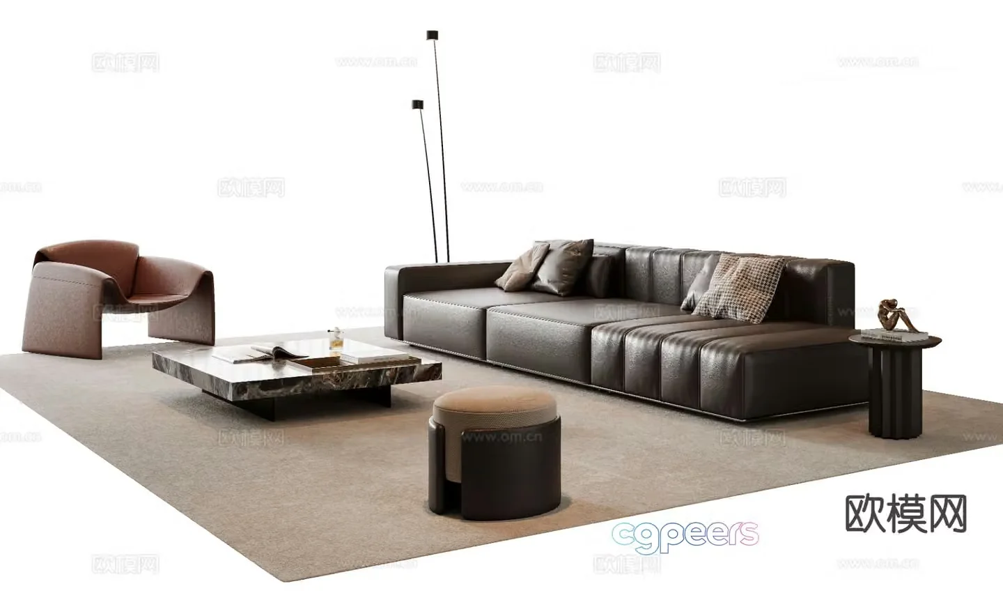 Italian sectional sofa 3d model