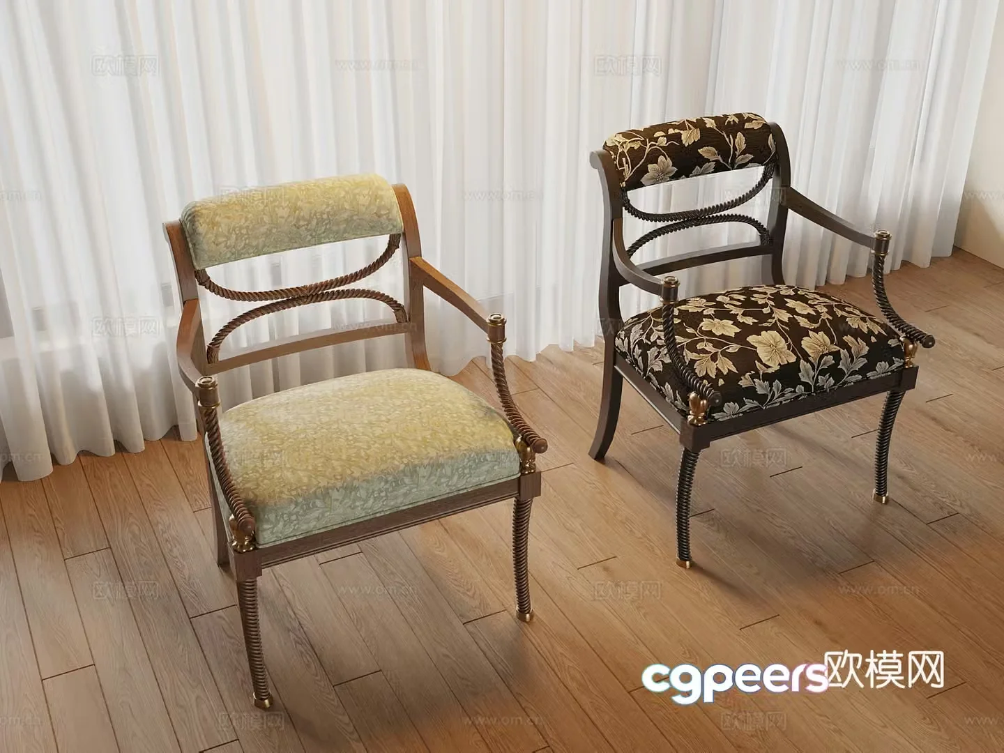 French retro style leisure chair 3d model