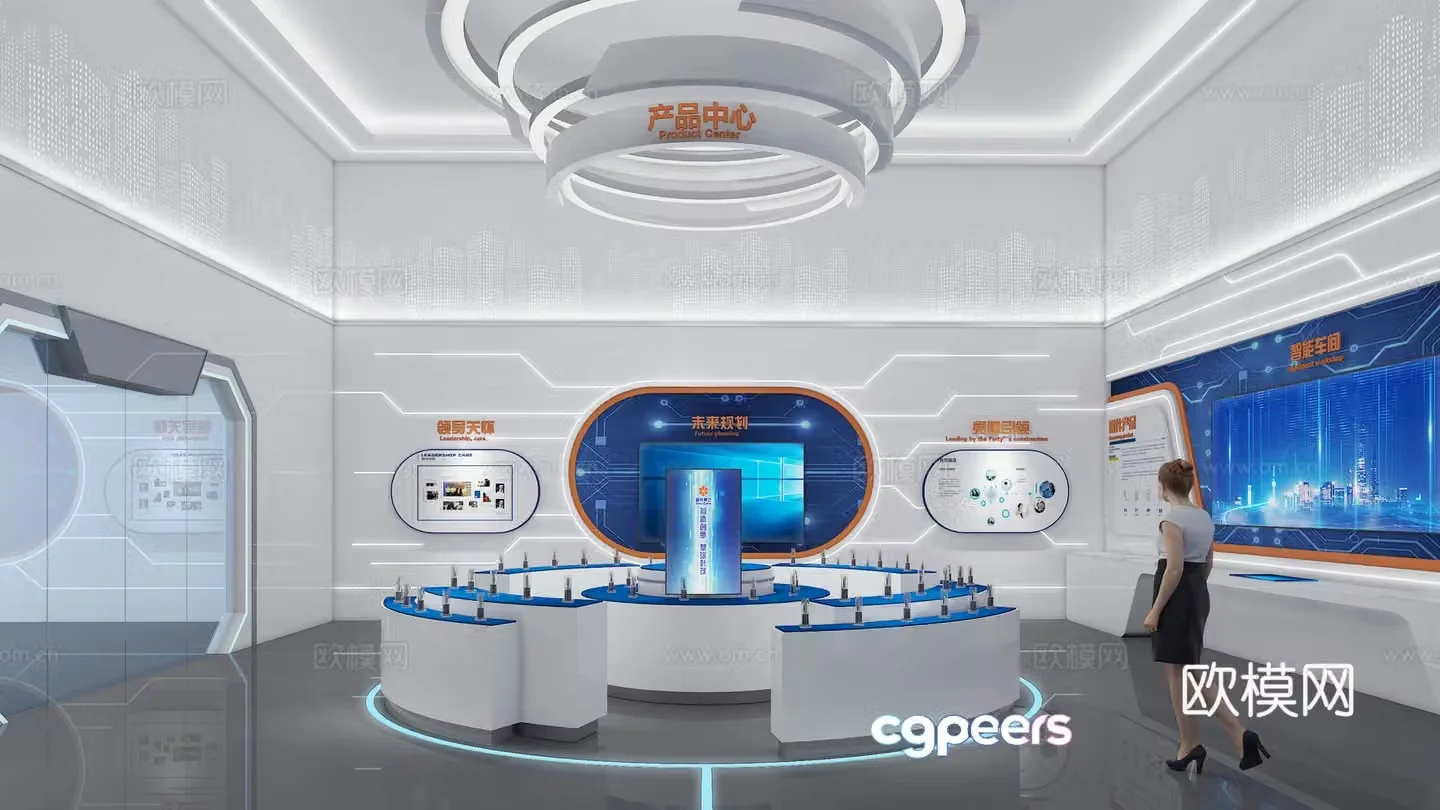 3D model of technology cable enterprise exhibition hall