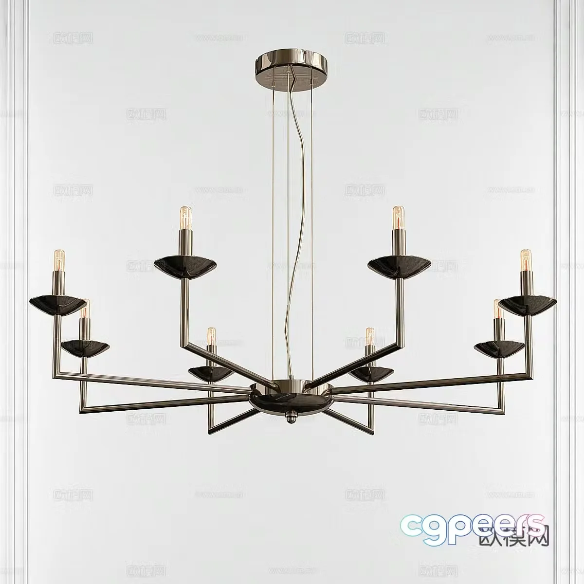 American simple decorative chandelier 3d model