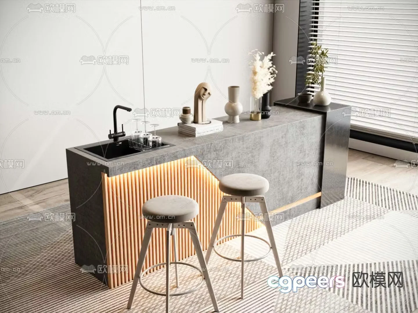 Modern bar island water bar 3D model
