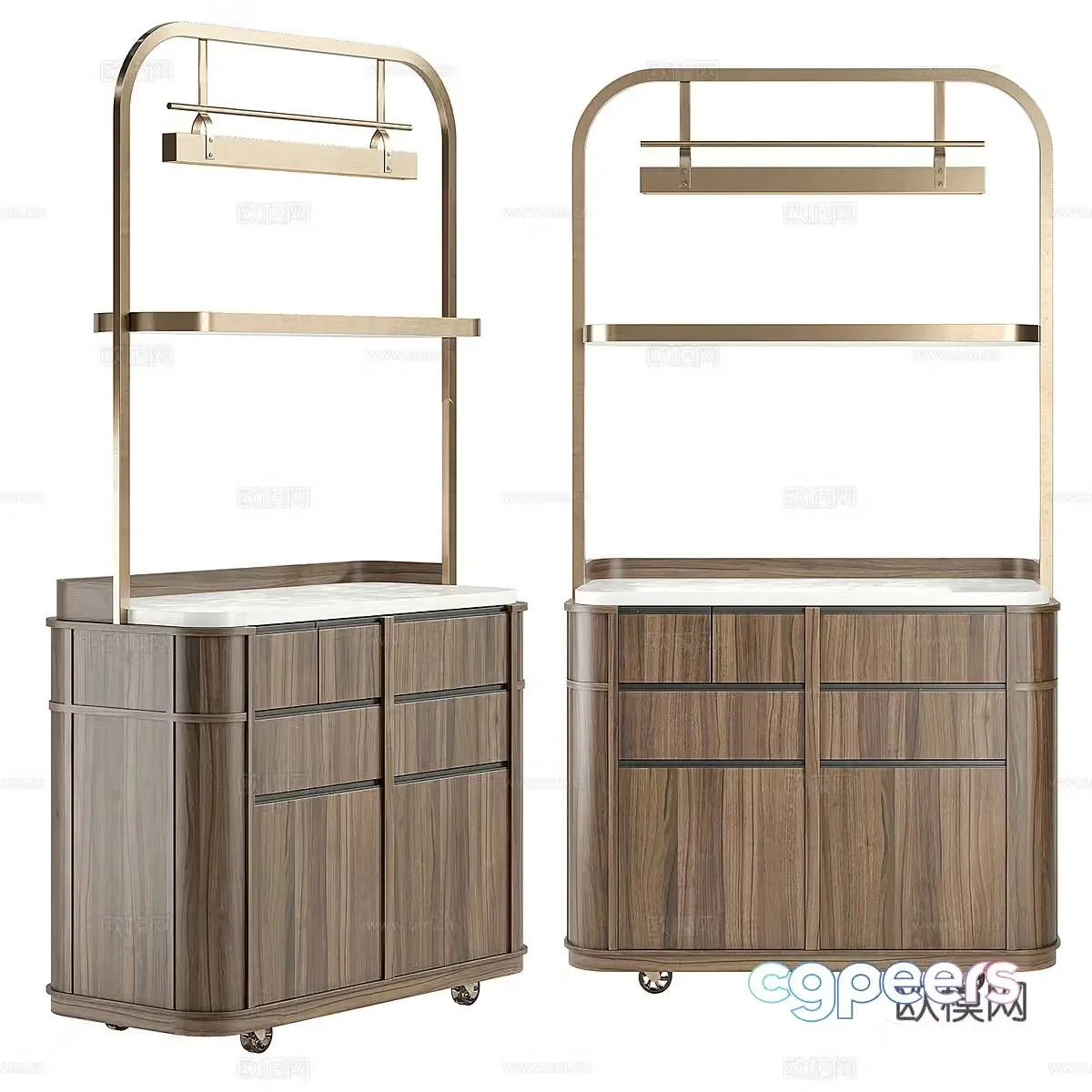 New Chinese light luxury mobile service desk 3D model
