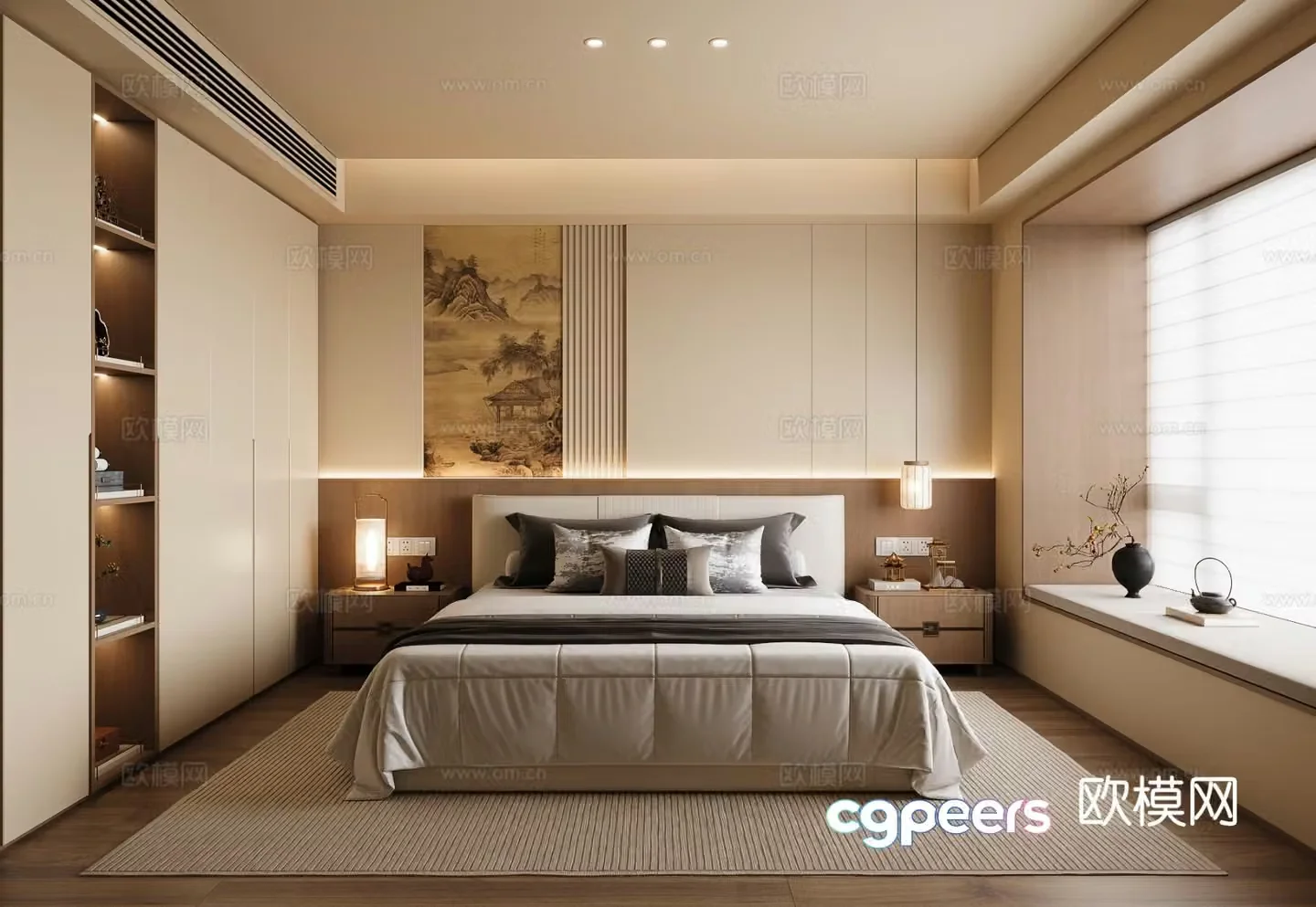 New Chinese style Song style bedroom New Chinese style without lights Song style double bed Song style vase 3d model 3d model