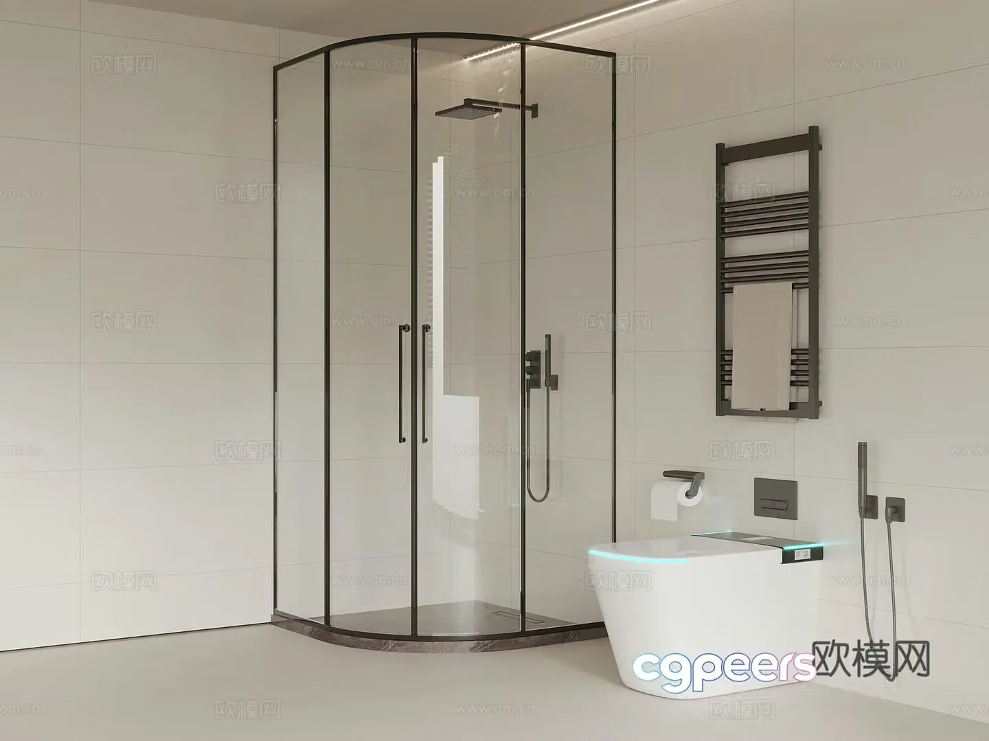 Modern bathroom shower toilet towel rack 3d model