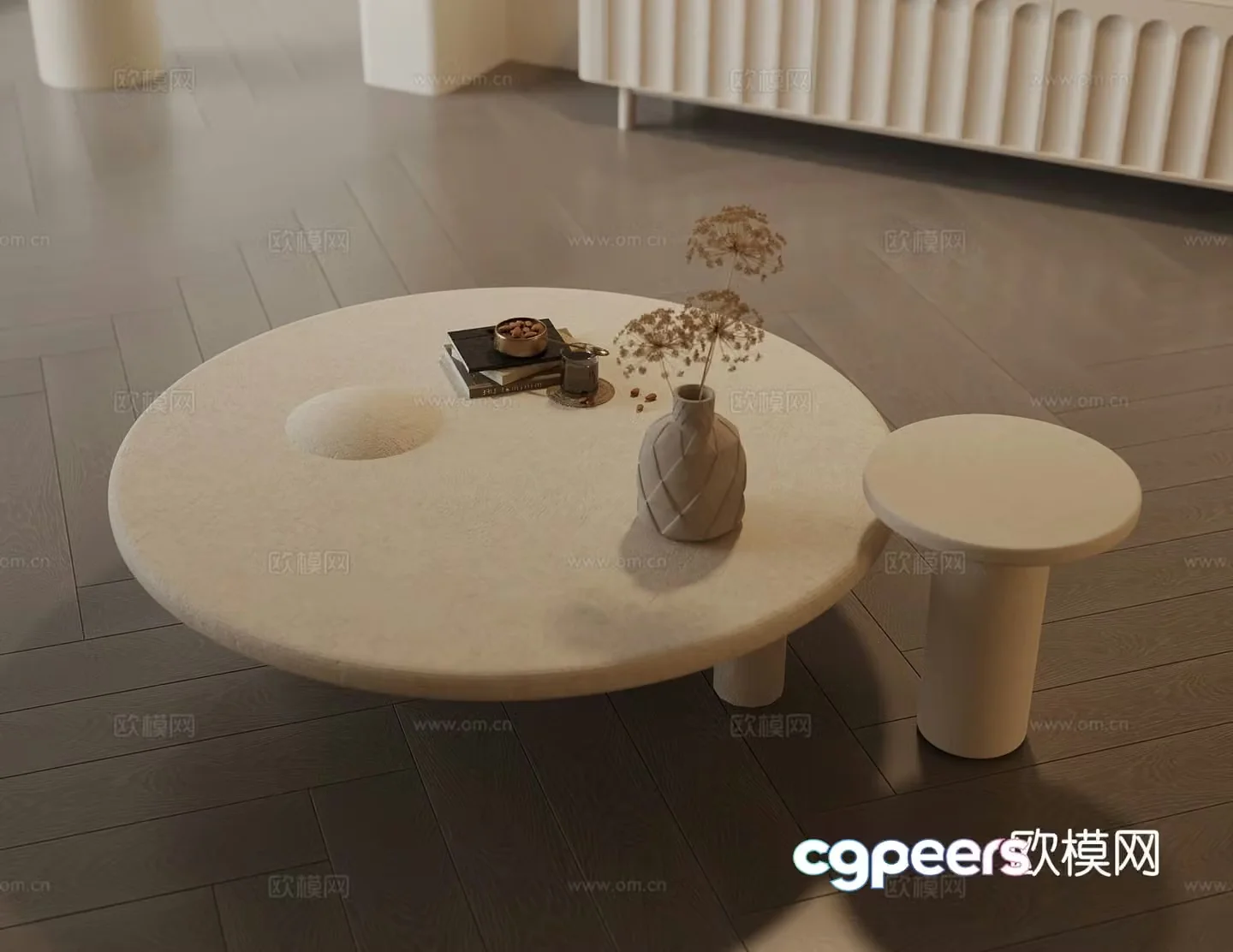Cream style coffee table mother-in-law coffee table 3d model