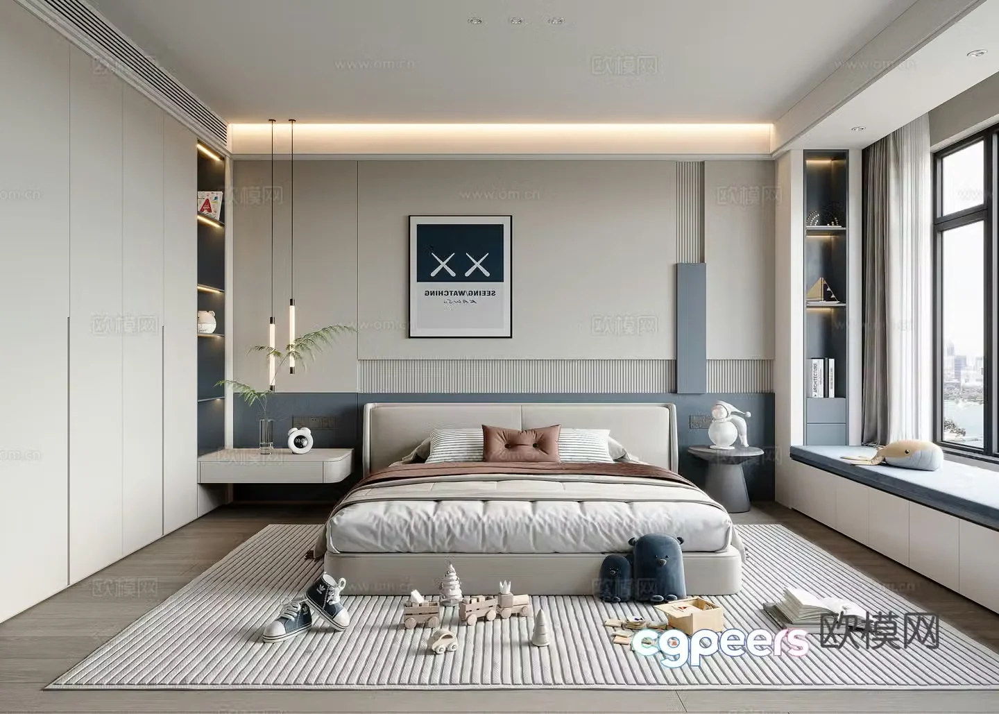 Modern boy children’s room 3d model