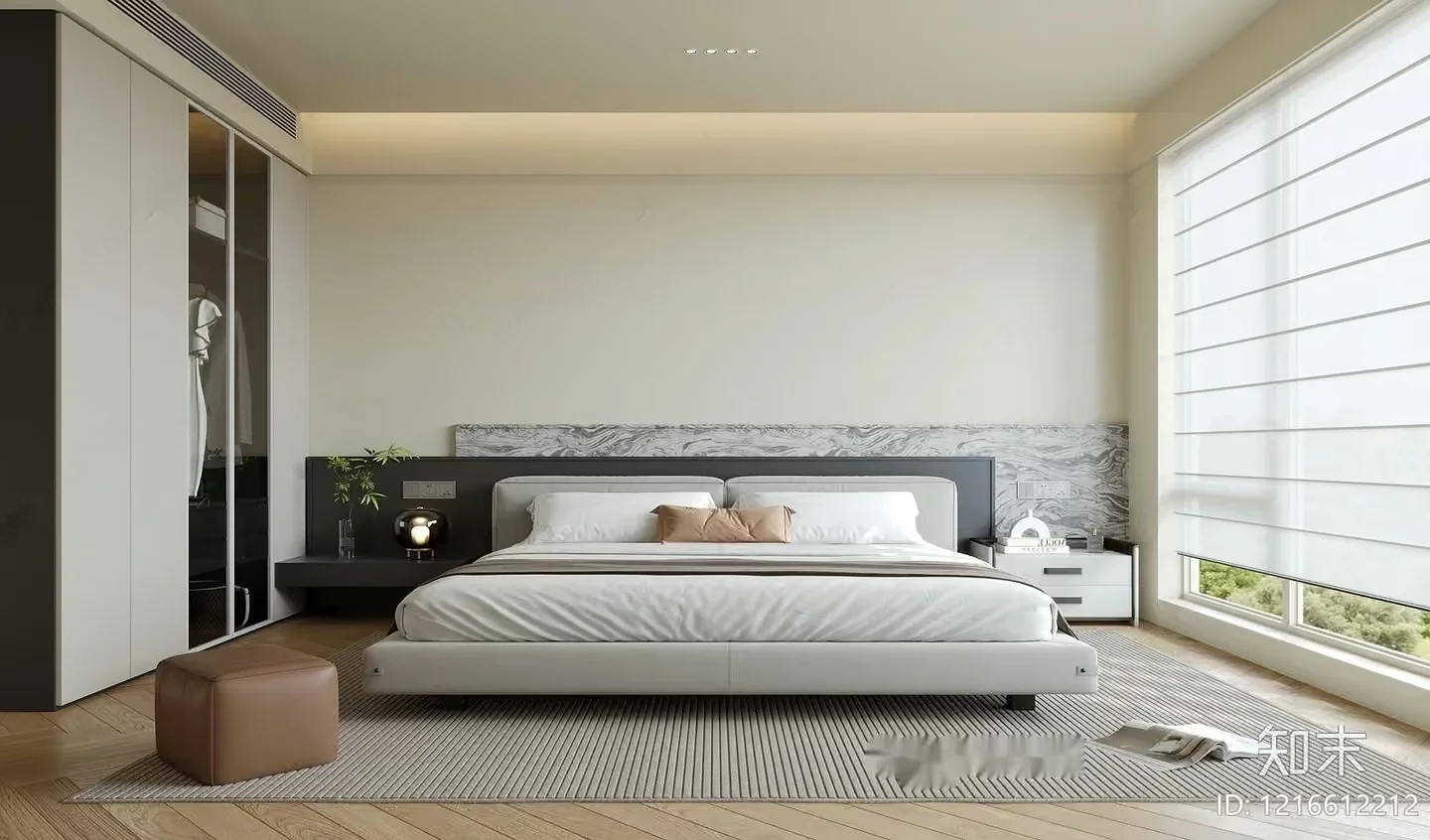 Modern Minimalist Bedroom 3D Model – 13539 – VRAY Render