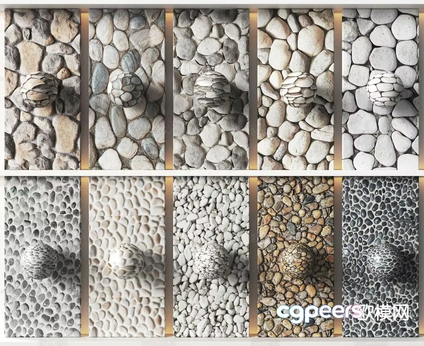 Modern cobblestone paving 3d model
