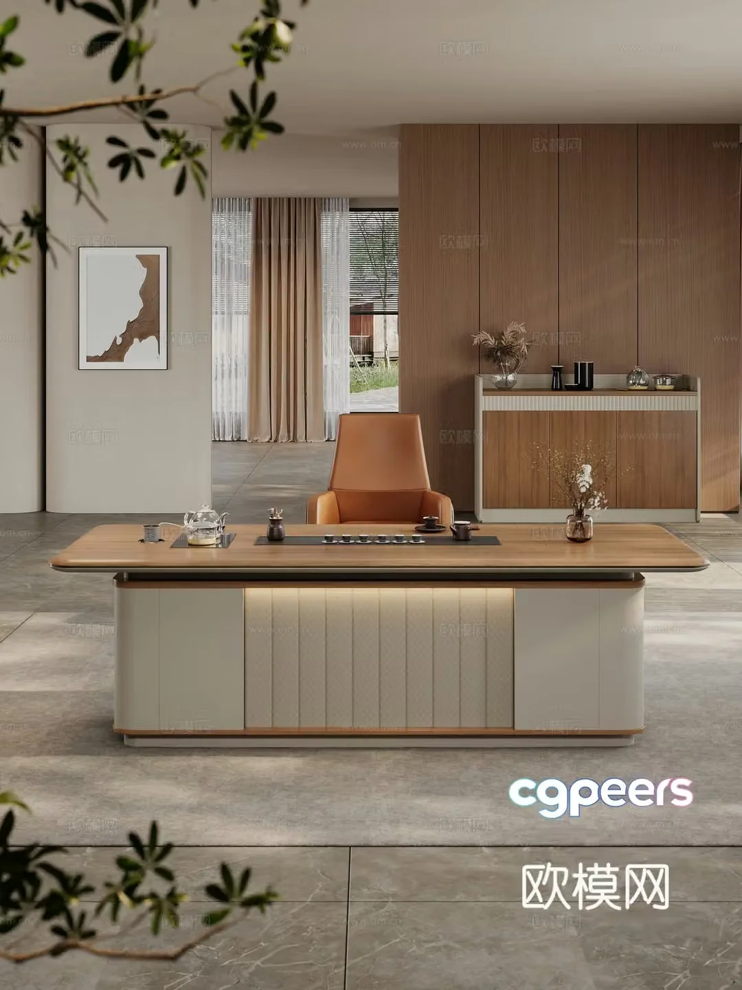 Modern tea table tea table and chair combination tea set 3D model