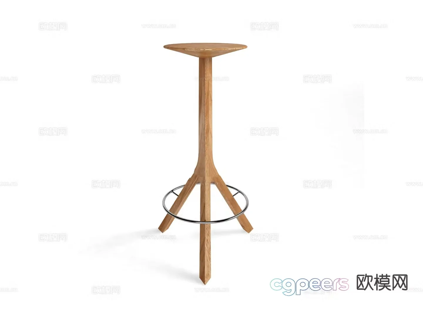 Log style bar chair bar stool high stool 3D model