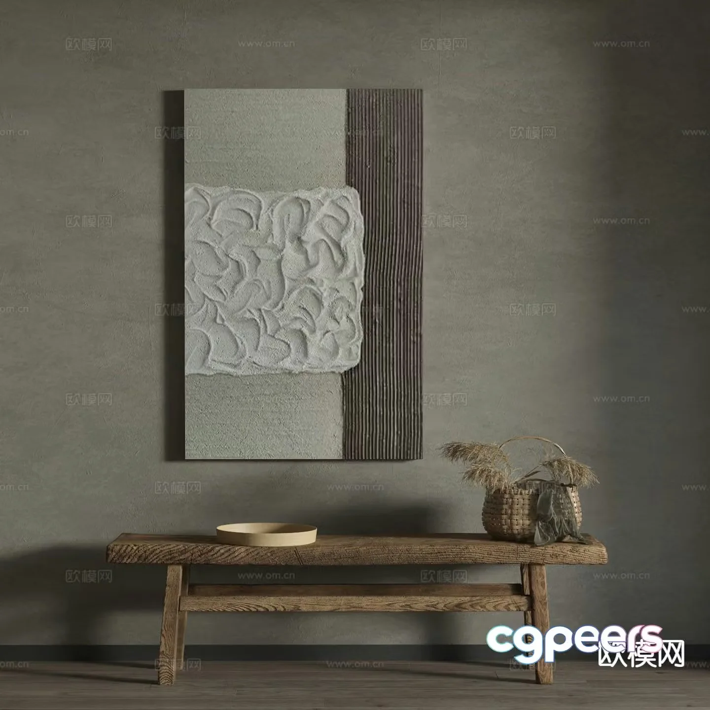 Wabi-sabi art painting texture painting decorative painting 3d model