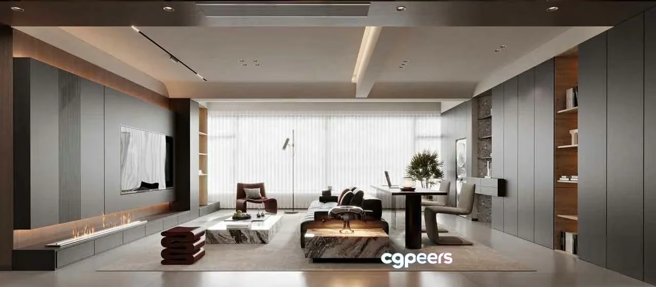 Modern Living Room 3D Model – 20298 – CORONA Render