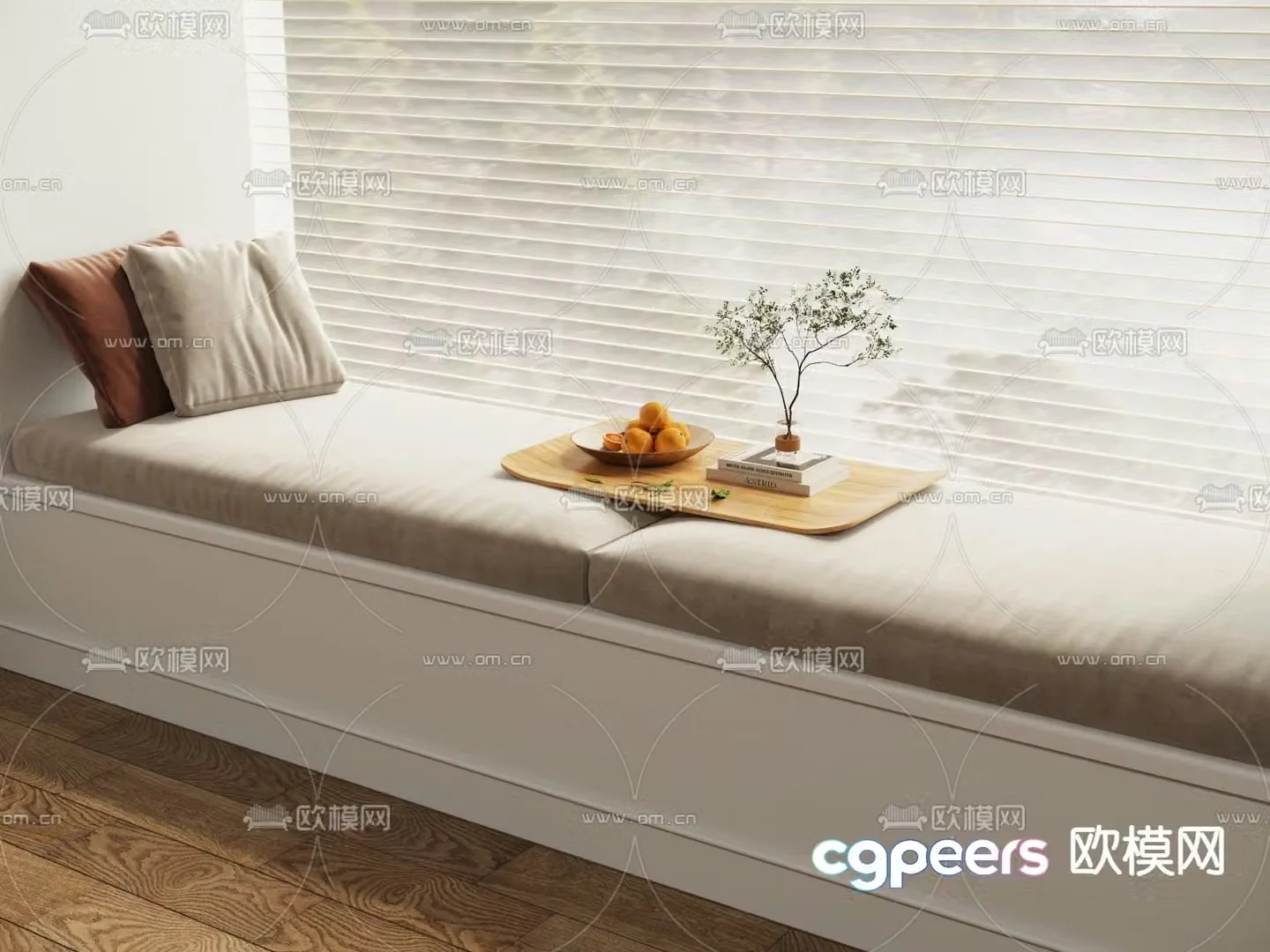 Modern bay window cushion seat cushion sofa cushion 3d model