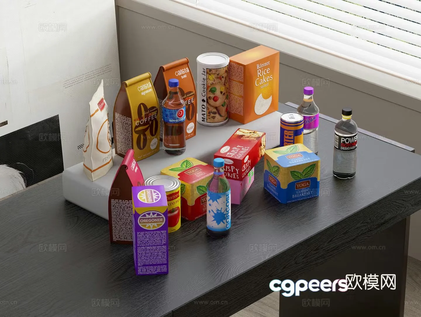 Snacks Drinks Cookies Potato Chips 3D Model