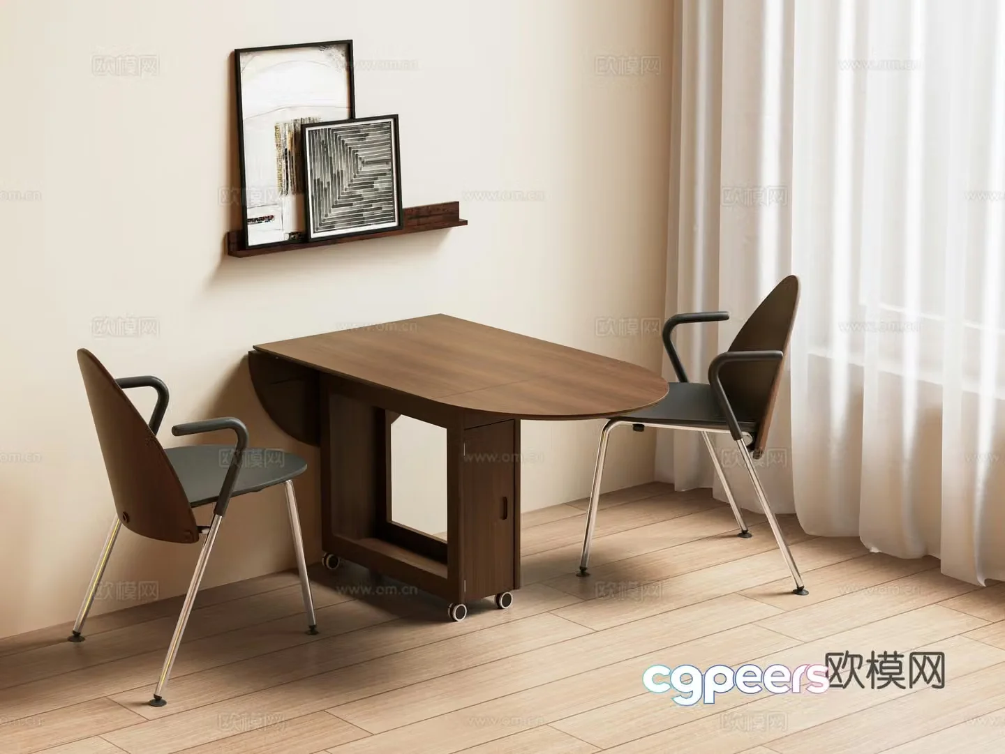 Modern medieval folding table and chairs Folding dining table and chairs Casual folding table and chairs Coffee table and chairs Casual folding 3D model