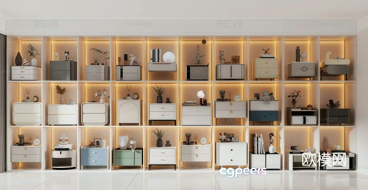 Modern bedside table collection 3d model
