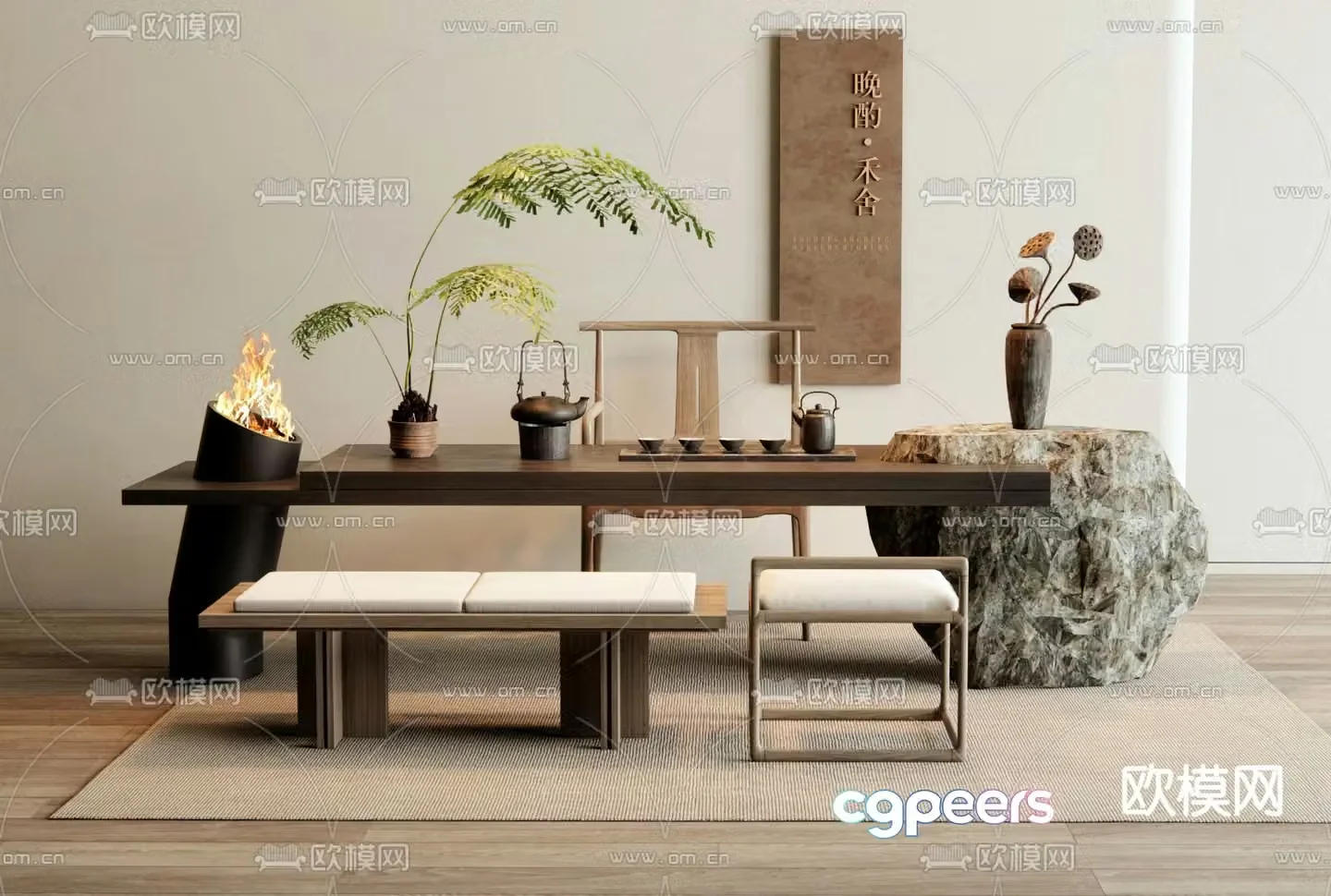 New Chinese style tea table tea table 3d model
