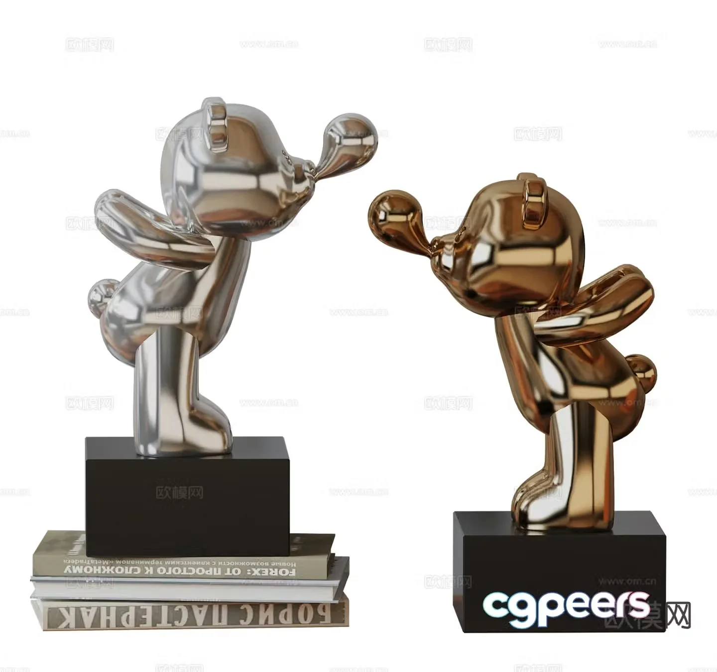 Light luxury bear sculpture doll cartoon ornament 3D model