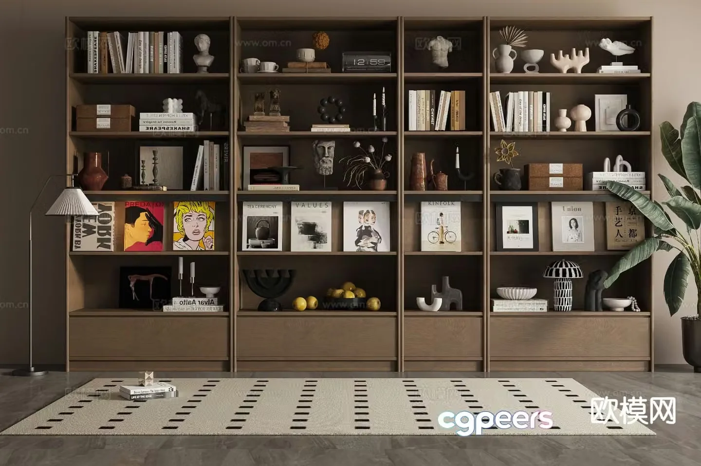 Medieval style bookcase 3D model