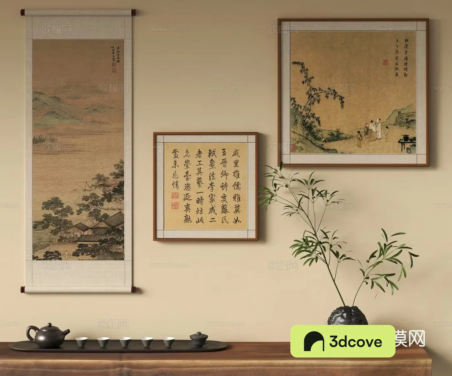 New Chinese calligraphy and paintings decorative ornaments tea set