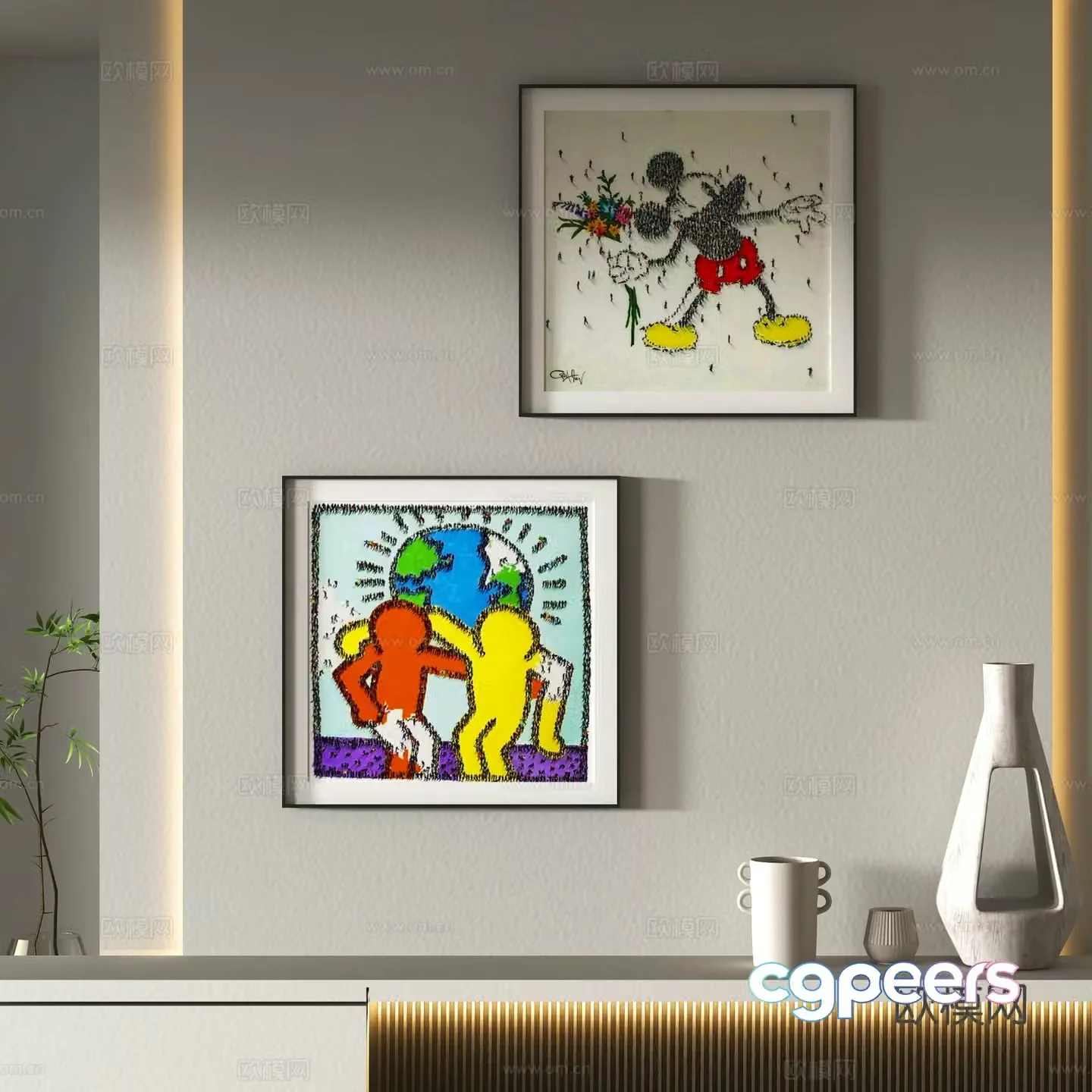 Modern decorative hanging paintings cartoon hanging paintings Mickey hanging paintings 3D model