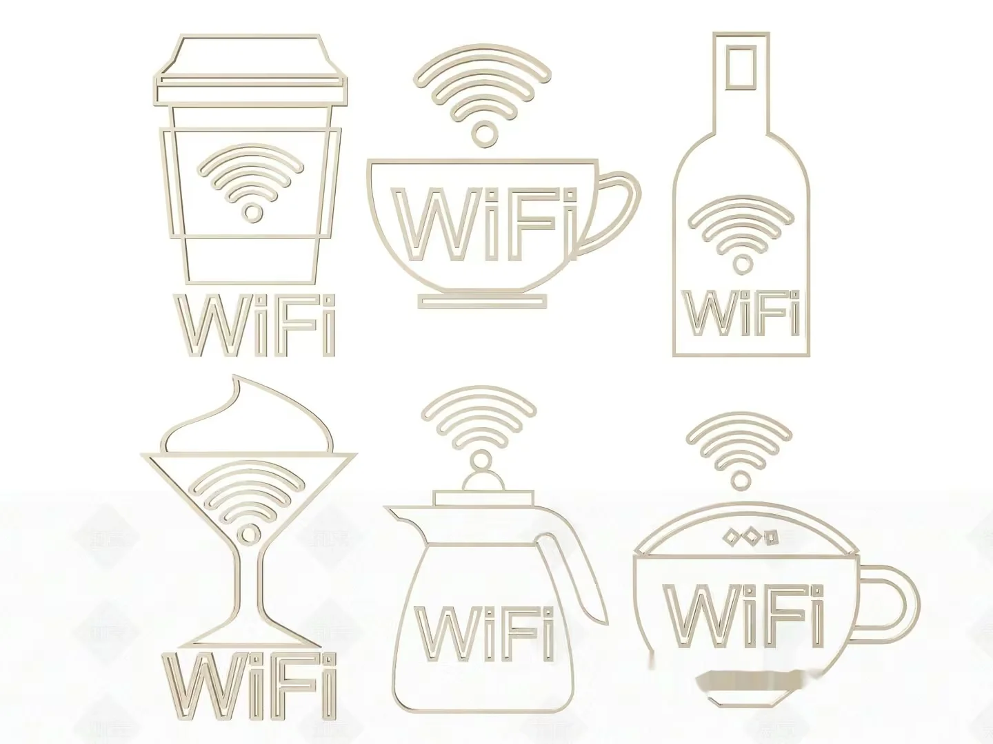 A Collection Of Wi-Fi Symbols 3D Model – 12272 – VRAY Render