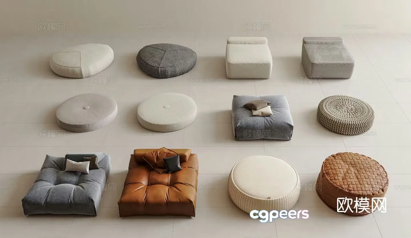 tatami mat cushion futon 3d model