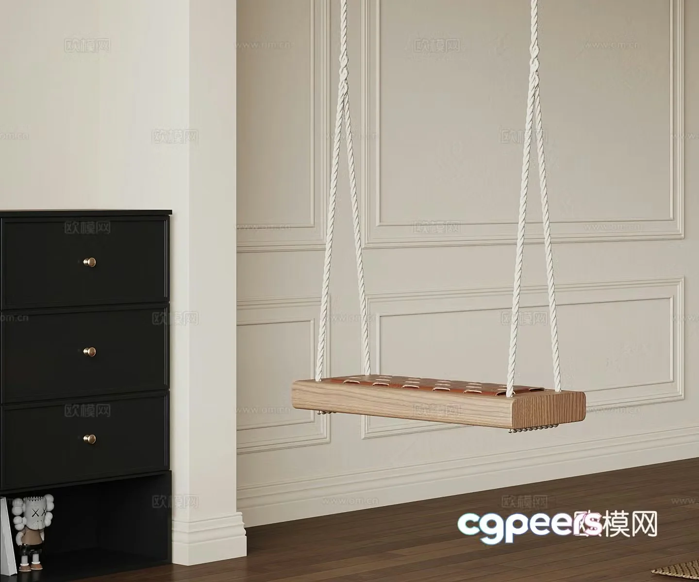 Medium style indoor toy swing 3d model