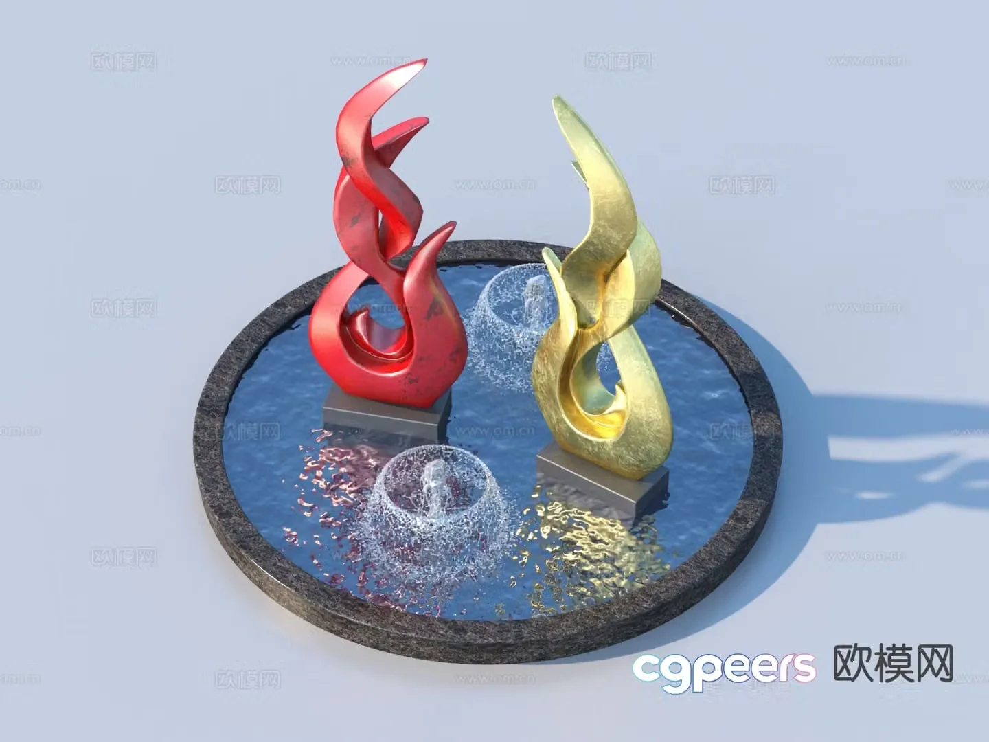 Urban Sculpture Waterscape Sketch Landscape Sculpture 3D Model