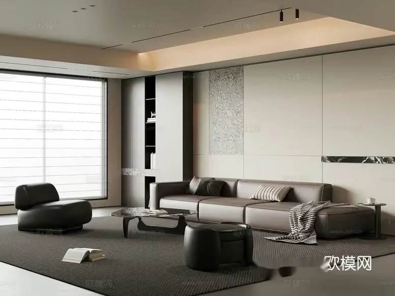 Modern Living Room 3D Model – 13282 – VRAY Render