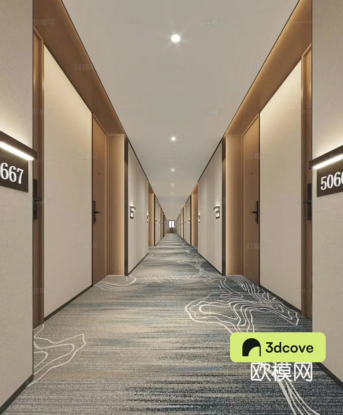 Modern hotel aisle