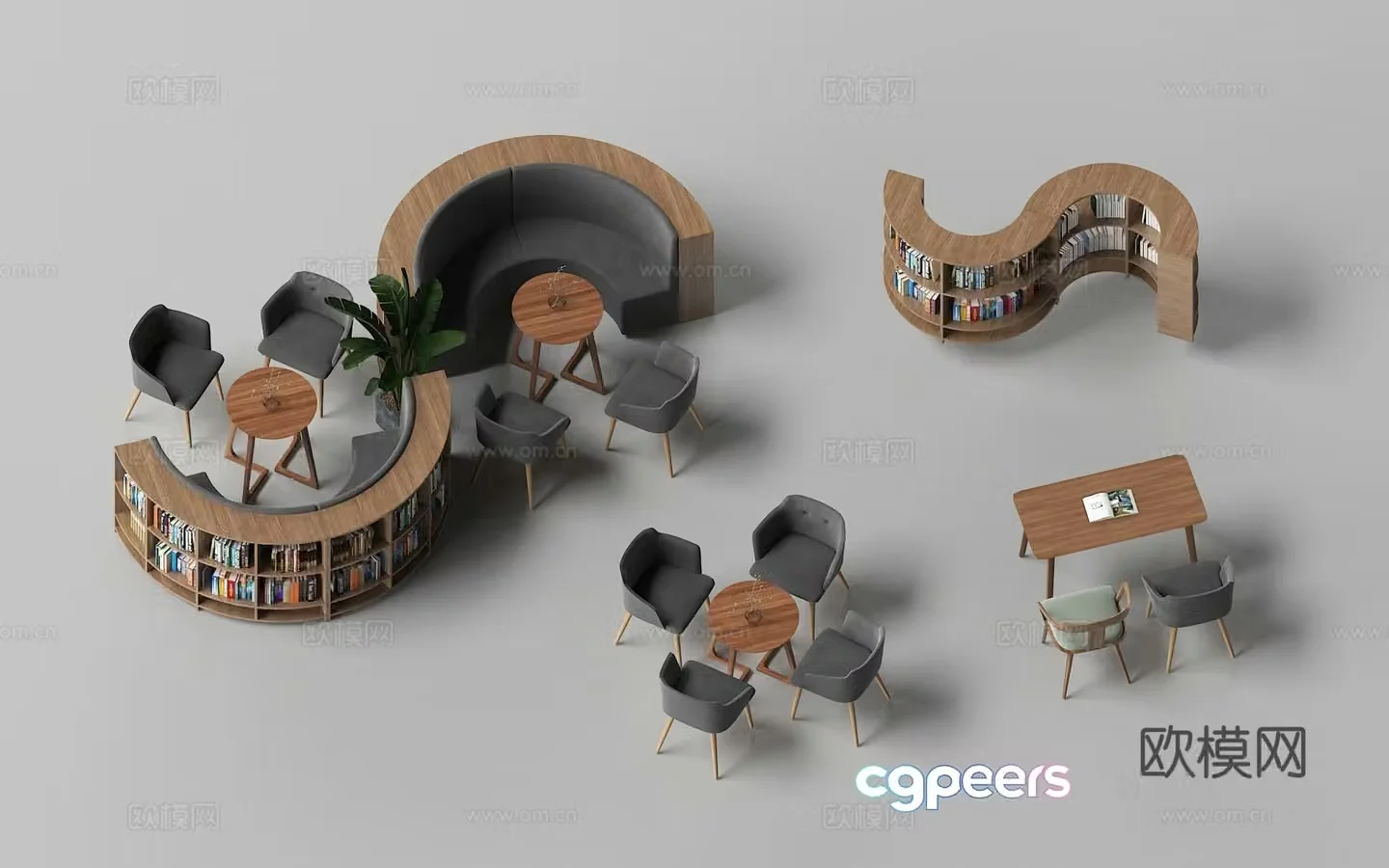 Casual bench casual table and chair 3d model