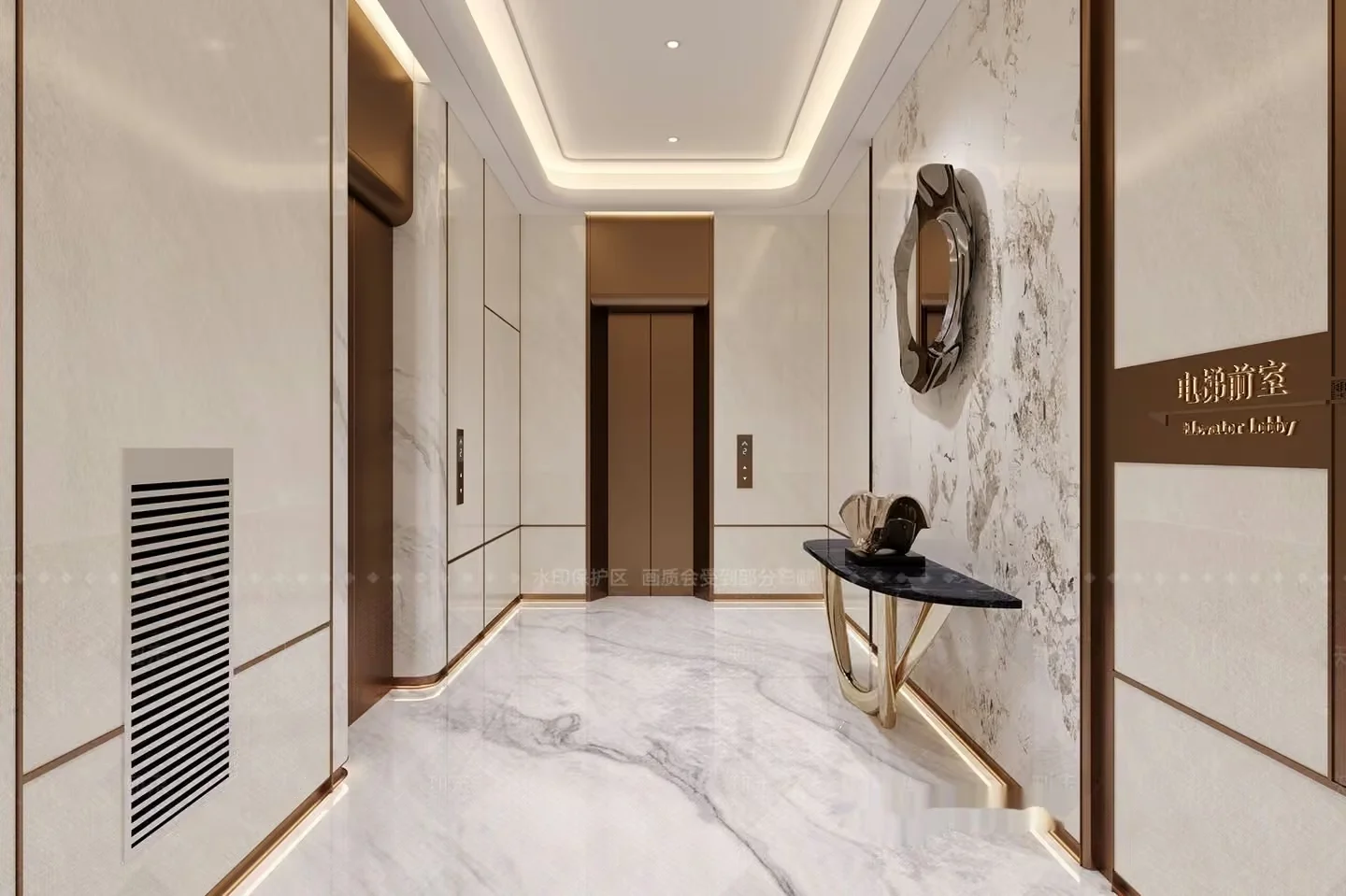 Modern Marble Hallway 3D Model – 20136 – VRAY Render