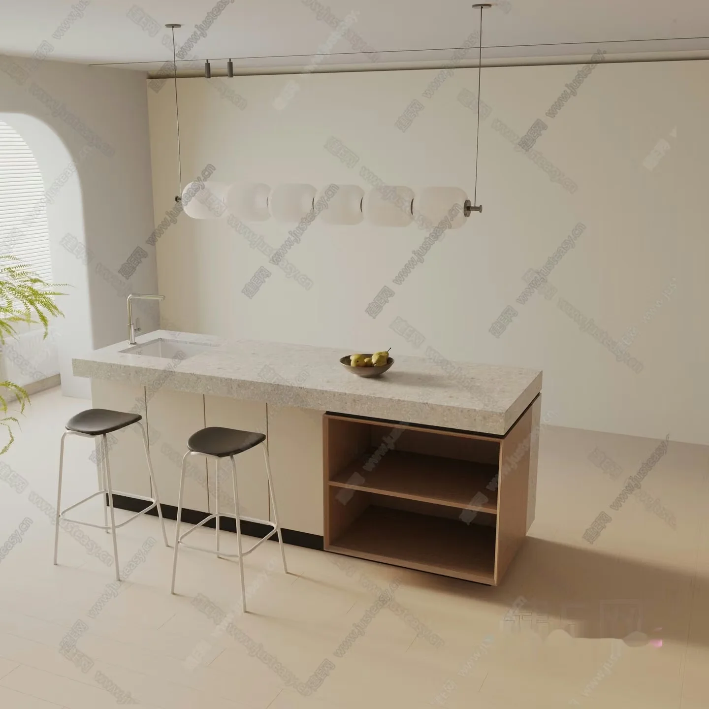 Modern Minimalist Kitchen 3D Model – 11841 – VRAY Render