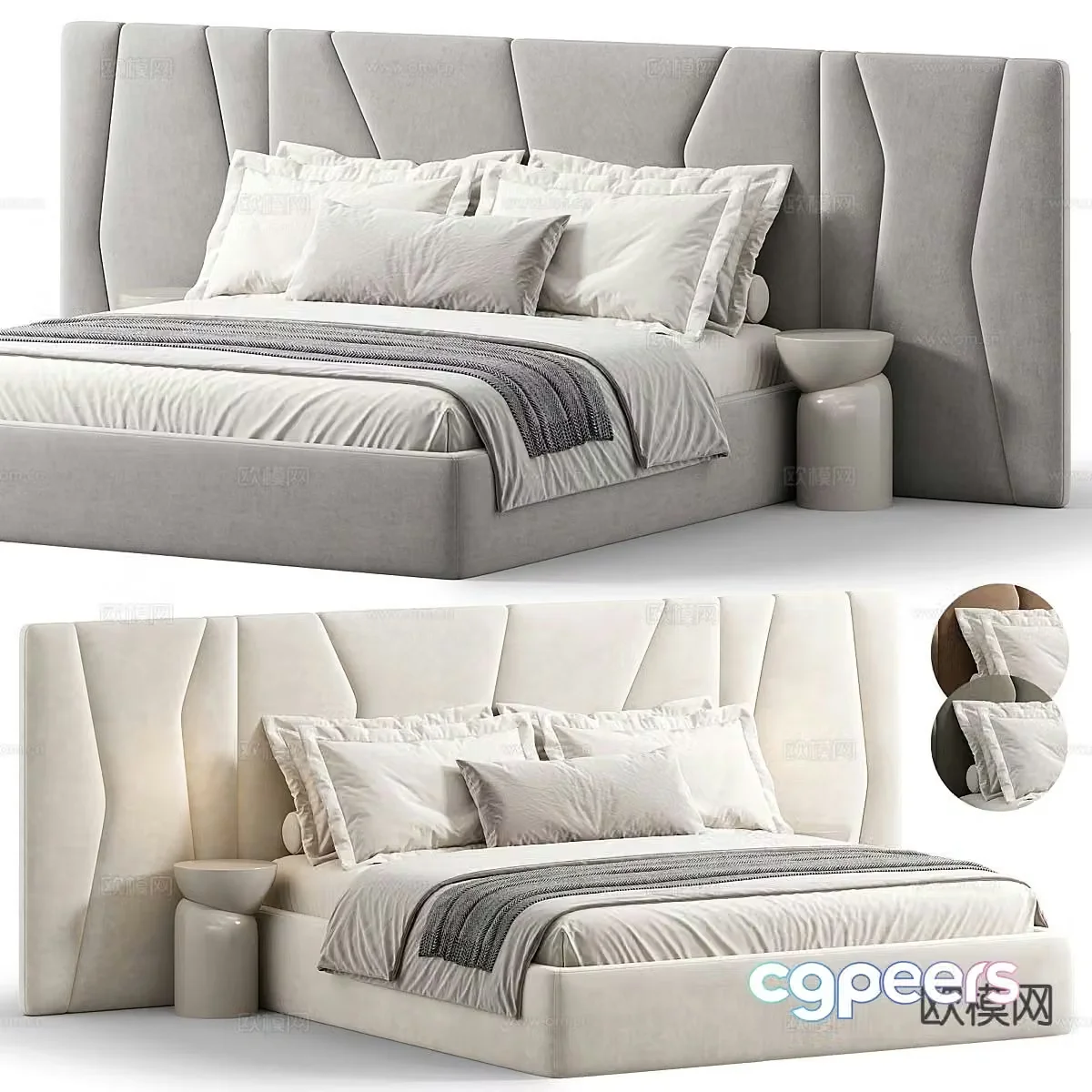 Modern double bed 3d model