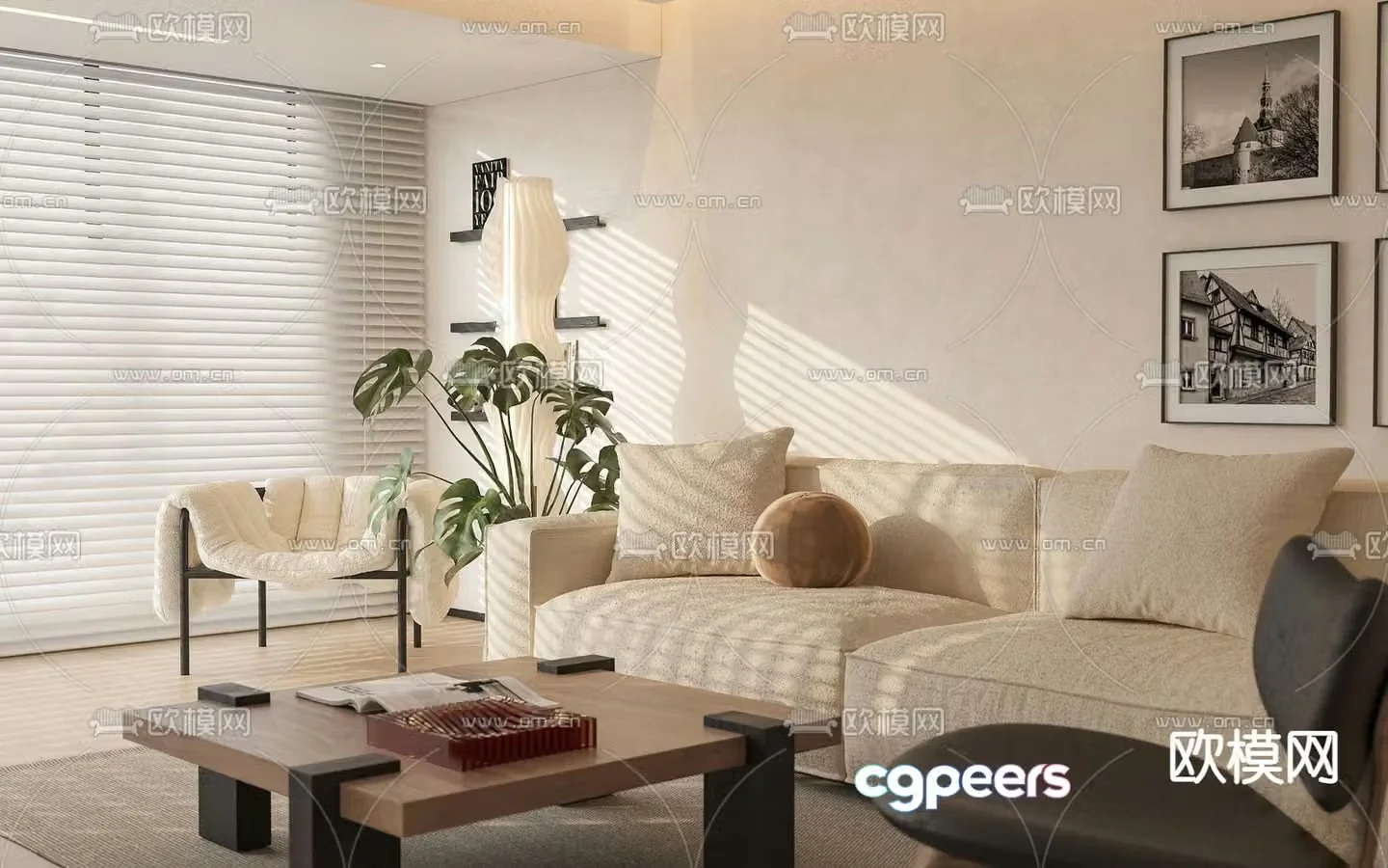 Modular sofa fabric sofa 3d model