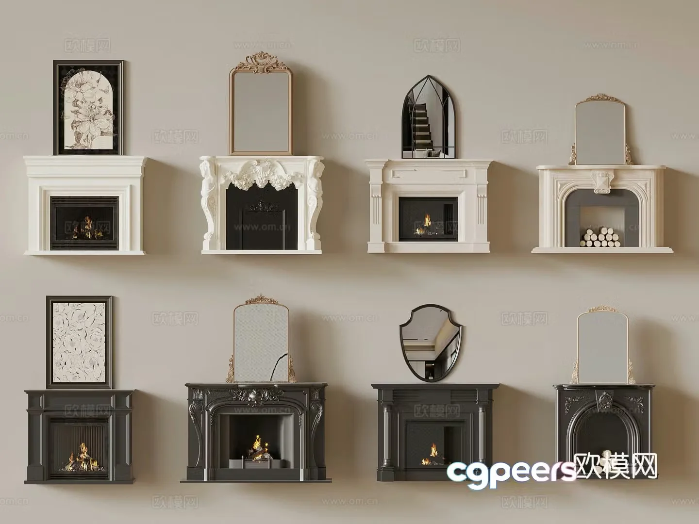 French fireplace electronic fireplace 3d model