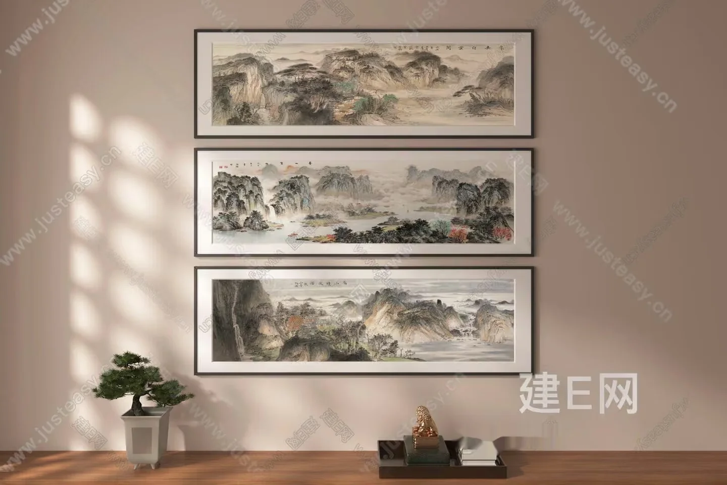 Artwork With Asian-Inspired Landscape Paintings 3D Model – 8828 – VRAY Render