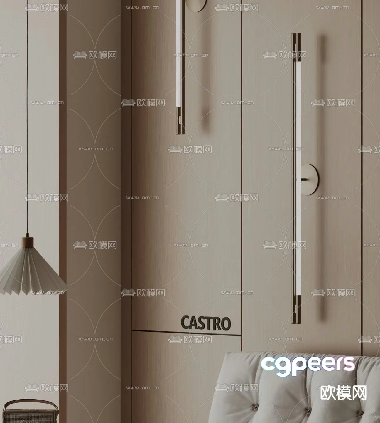 Castro long wall lamp minimalist wall lamp metal wall lamp 3d model