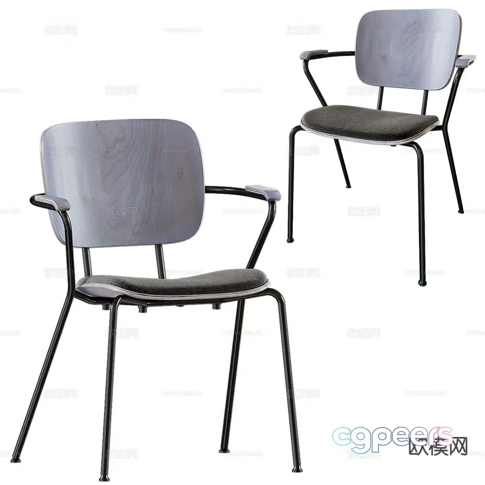 Verges wooden chair dining chair 3d model
