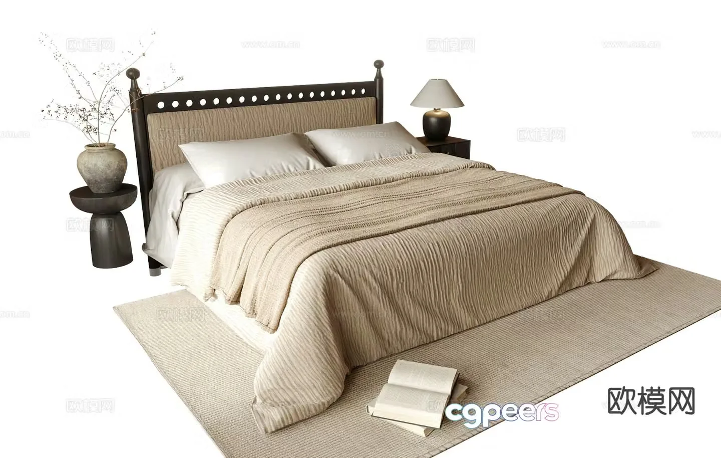 Medieval style double bed 3d model