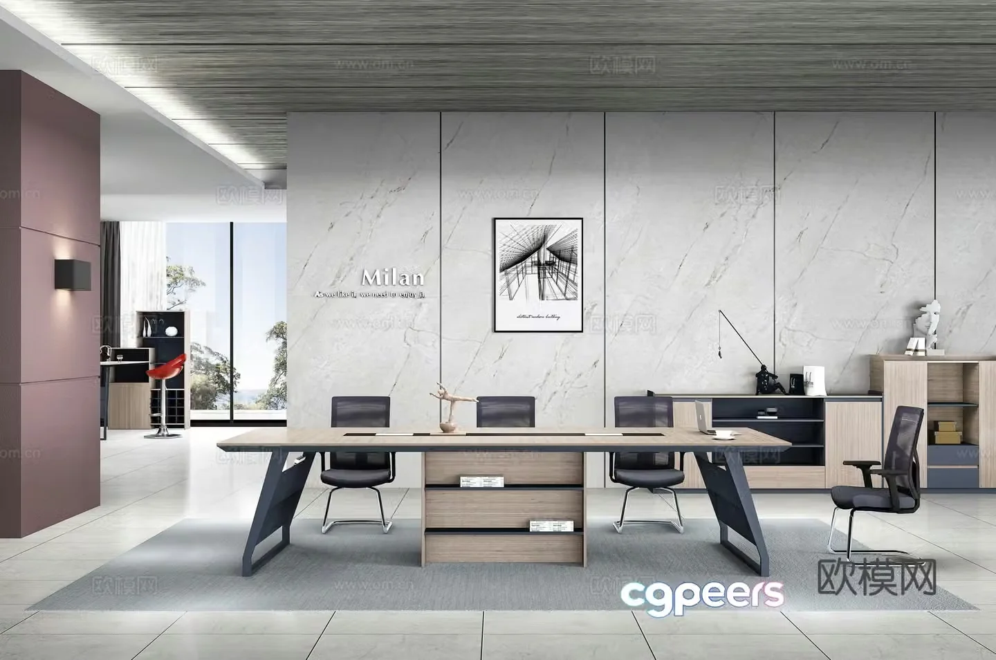 Working equipment office space office office area staff desk and chair 3d model