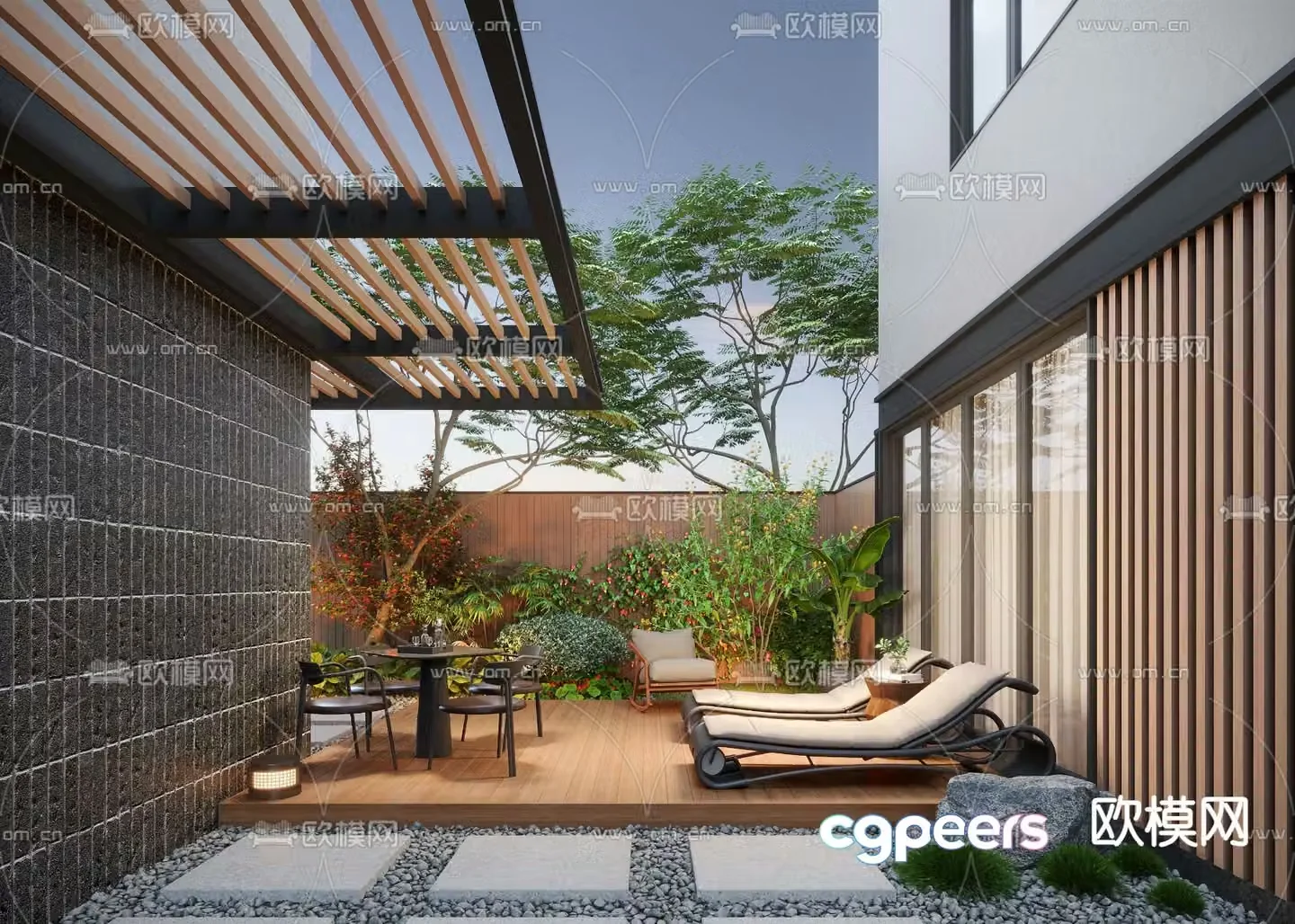 Home courtyard villa courtyard 3d model