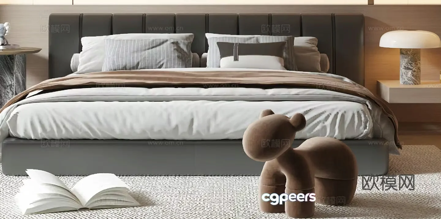 Modern double bed 3d model