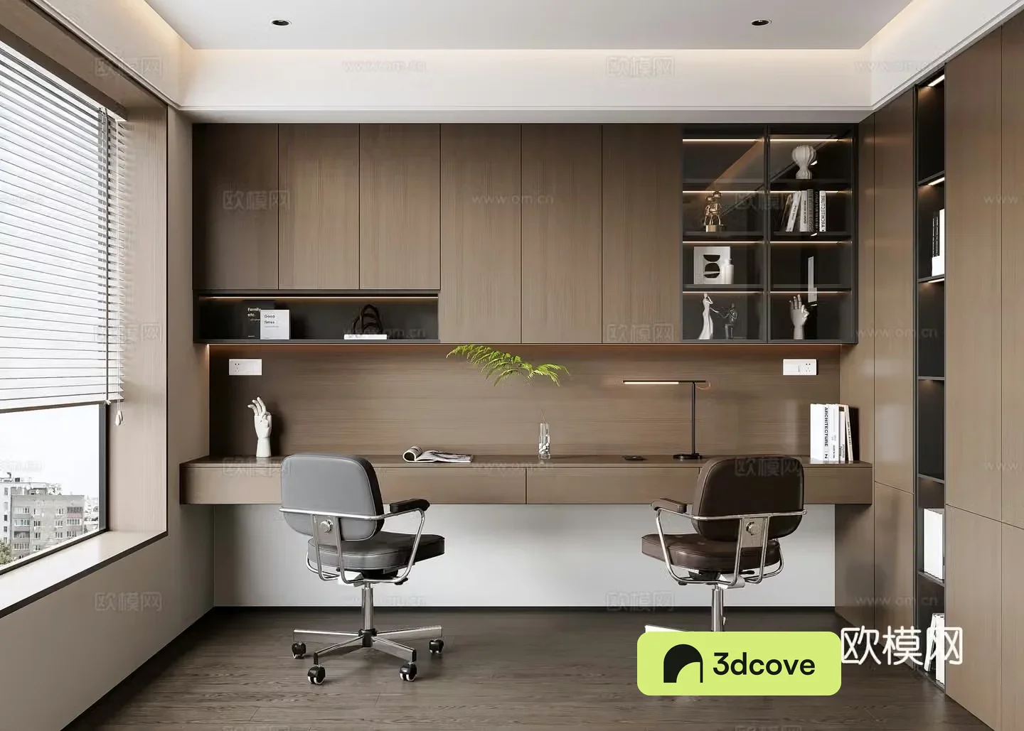 Modern Italian minimalist study room Italian desk chair Italian desk Italian bookcase