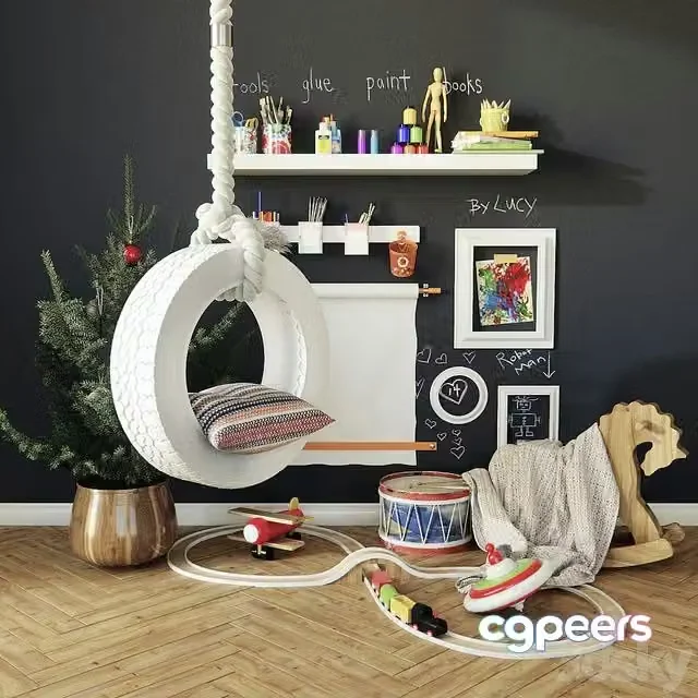 3ds Max Free – Set of decor in a nursery