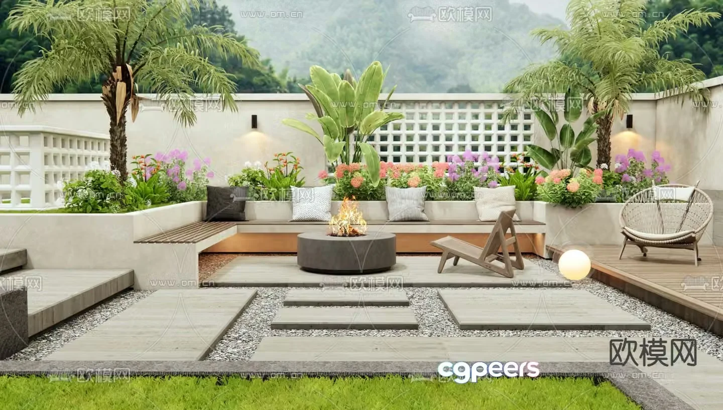 Modern courtyard garden 3d model