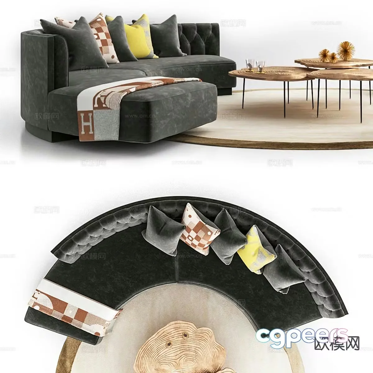 Modern modular sofa curved sofa 3d model