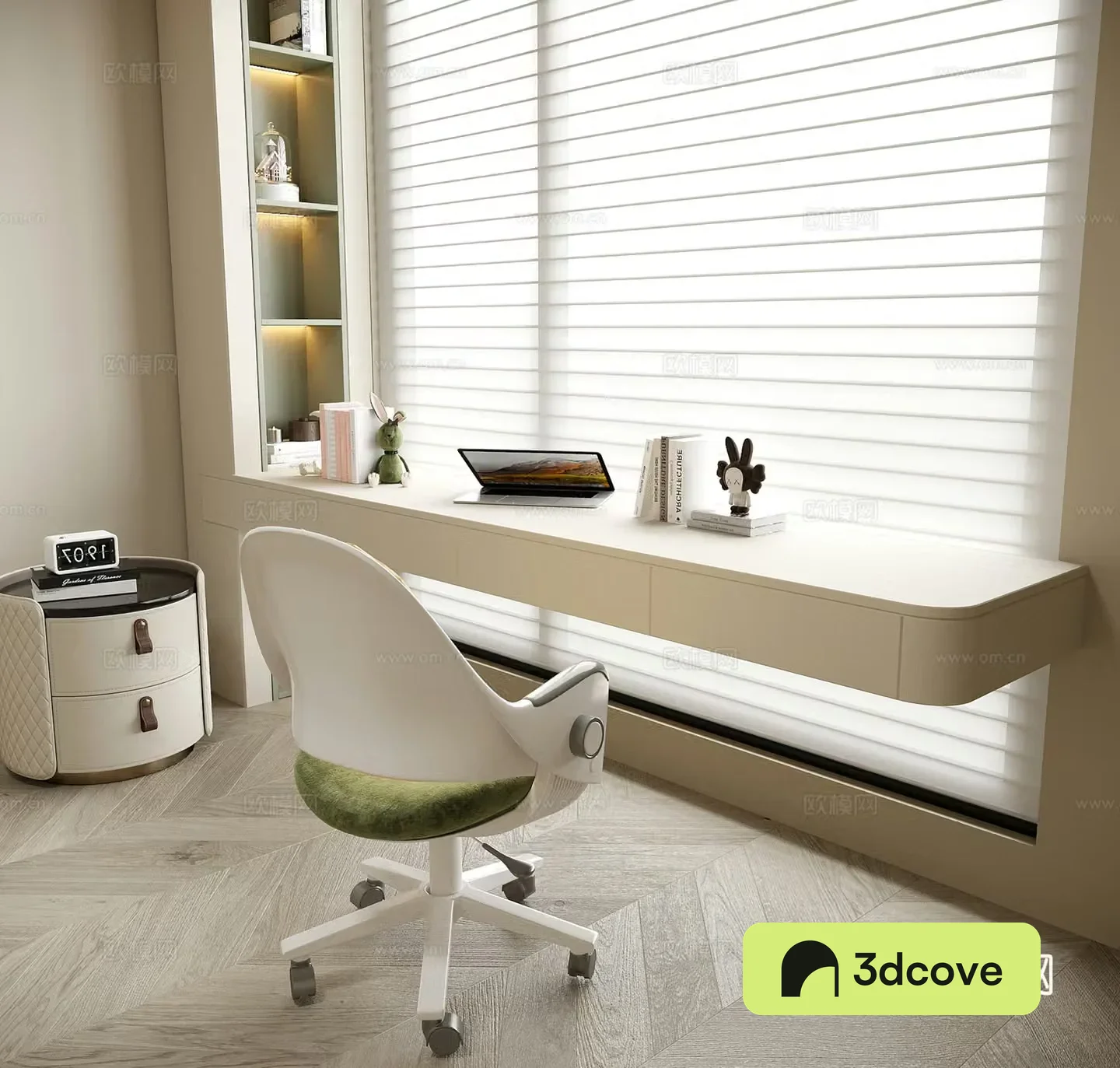 Modern desk and chair venetian blind