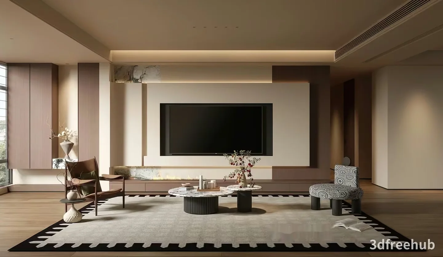 Modern Living Room 3D Model – 23190 – VRAY Render